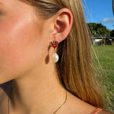 Crimson Kiss Pearl Earrings