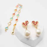 Crimson Kiss Pearl Earrings
