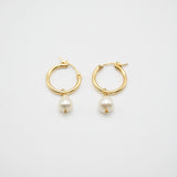 Pearl Drop Hoop Earrings