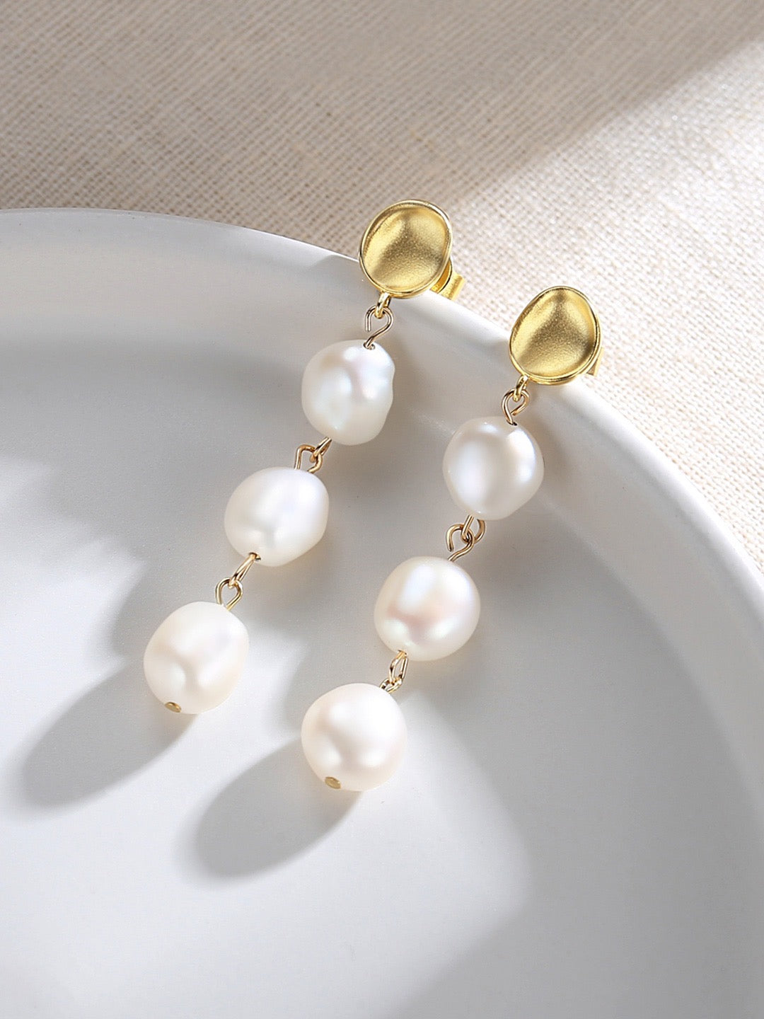 baroque pearl strand earrings apelila jewelry