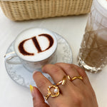 aurum angle gold ring stack apelila jewelry