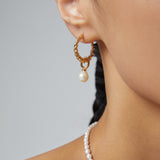 Golden Lumière Pearl Hoops