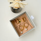 Golden Lumière Pearl Hoops