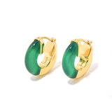 Green Agate Hoops