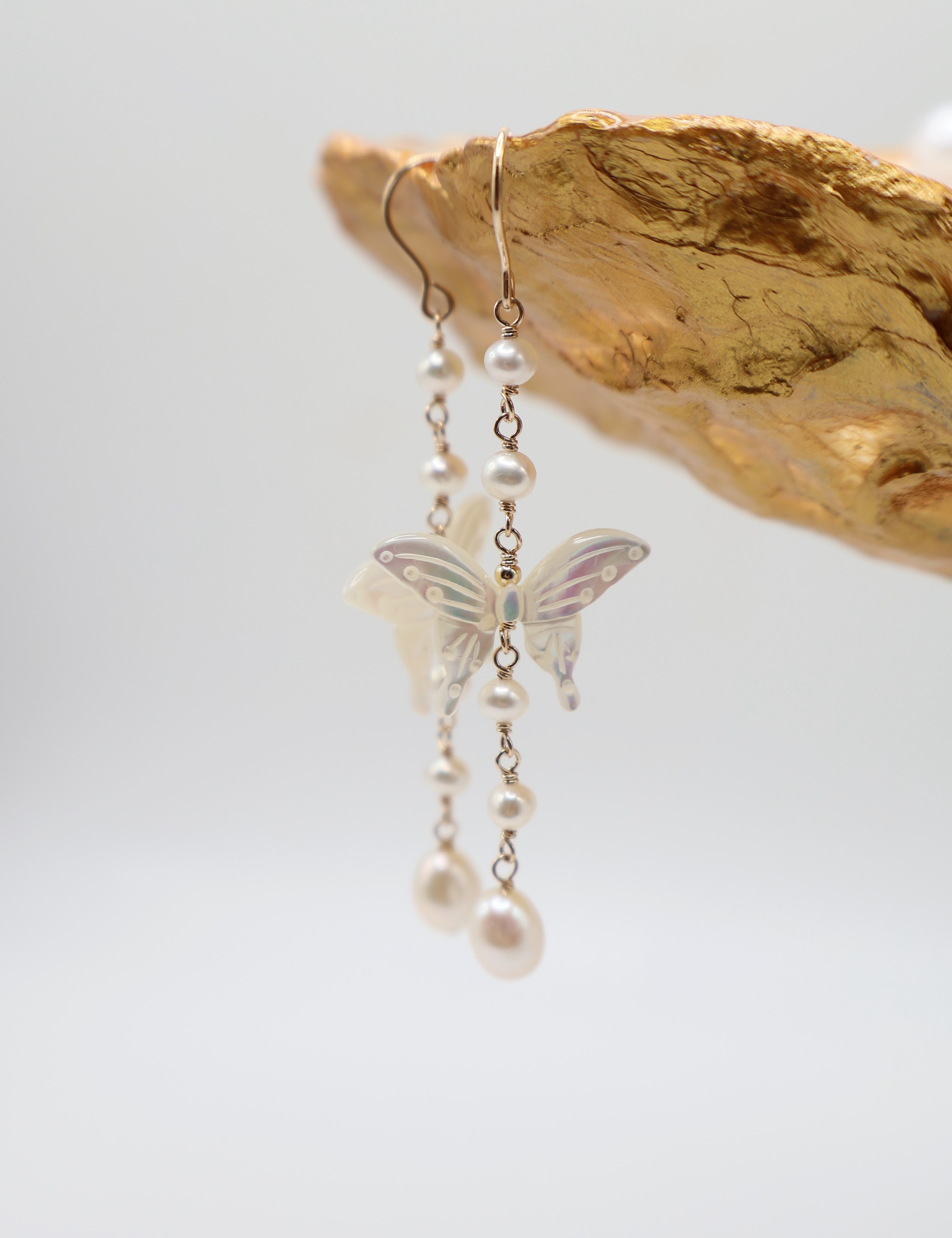 Butterfly Pearl Drop Earrings