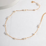 pearl and gold strand necklace apelila jewelry