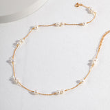 pearl and gold strand necklace apelila jewelry