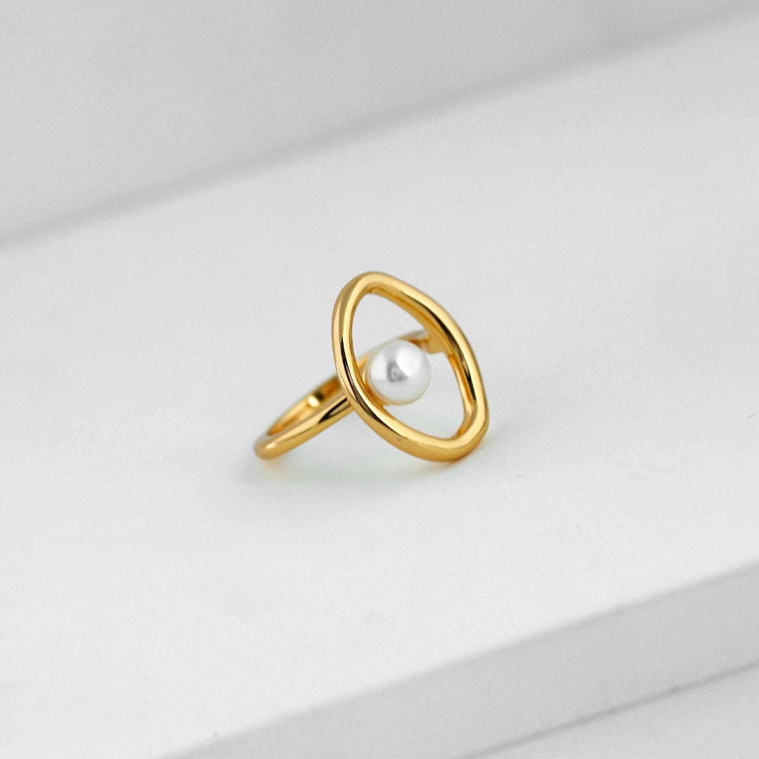 Pearl orbit ring apelila jewelry