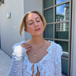 heart necklace stack blonde model