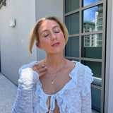 heart necklace stack blonde model