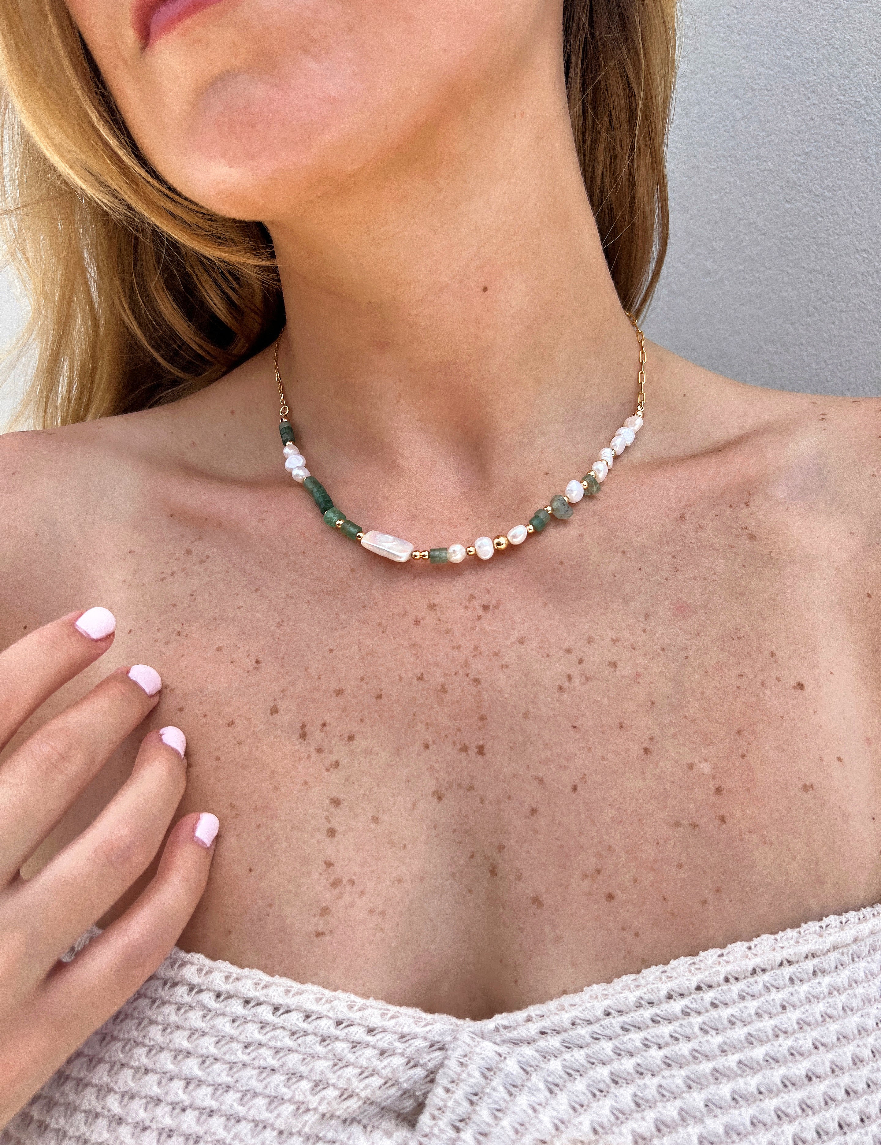 Lush Olive Pearl Necklace