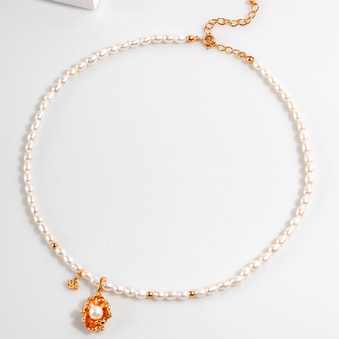 golden tide pearl necklace apelila jewelry