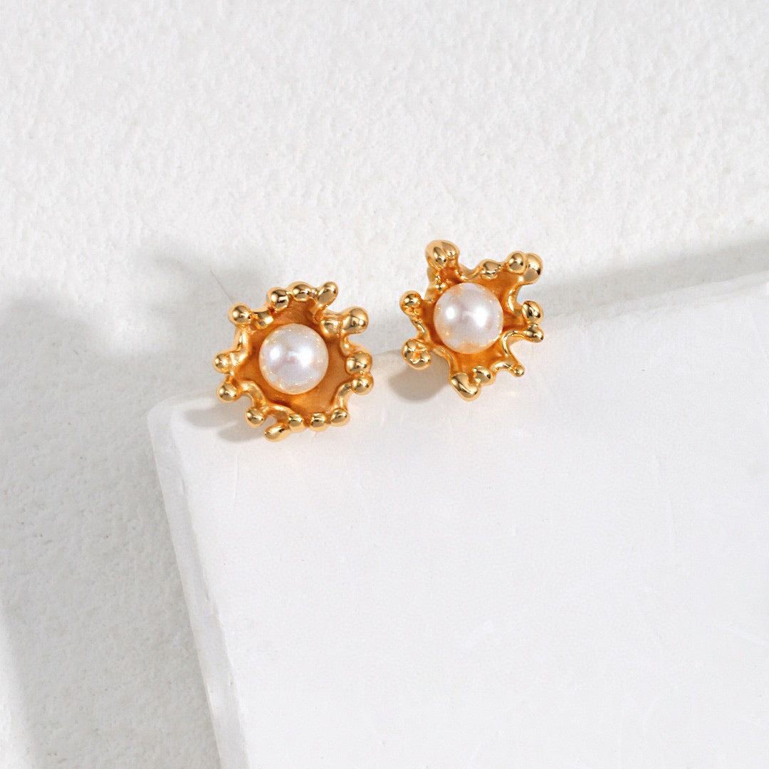 golden tide pearl earrings apelila jewelry