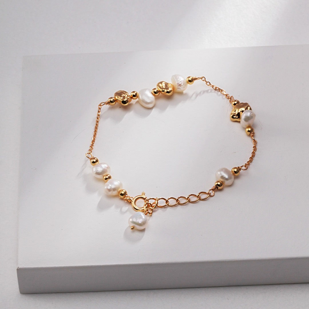 pearl and gold bracelet apelila jewelry