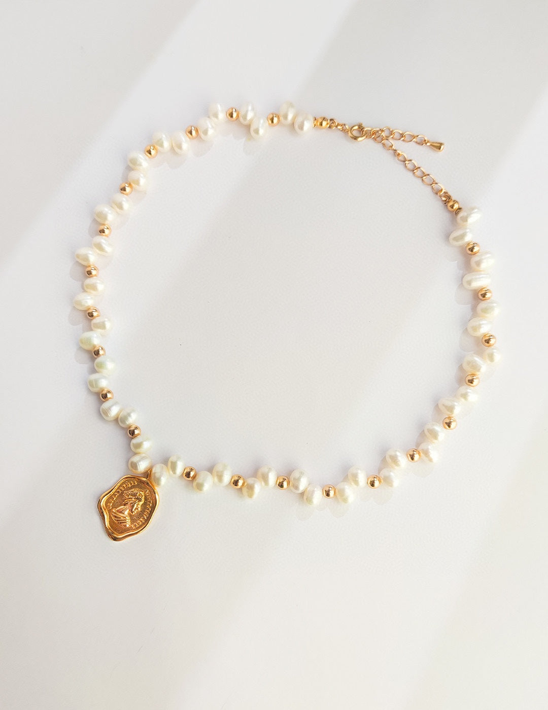 gold coin pearl necklace apelila jewelry
