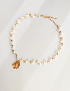 gold coin pearl necklace apelila jewelry