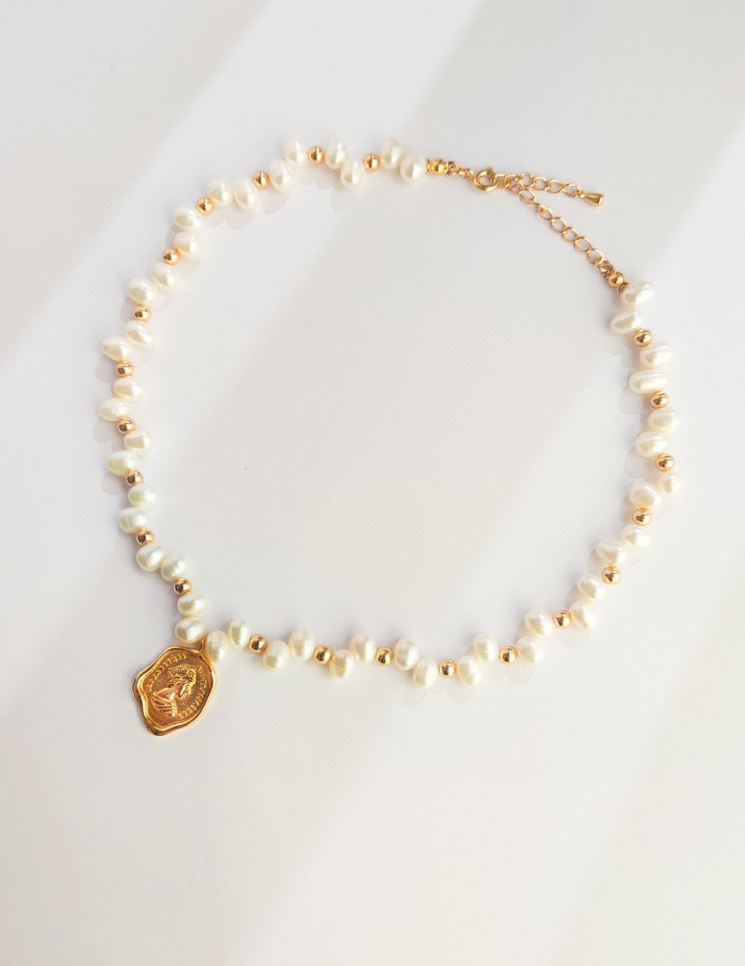 gold coin pearl necklace apelila jewelry