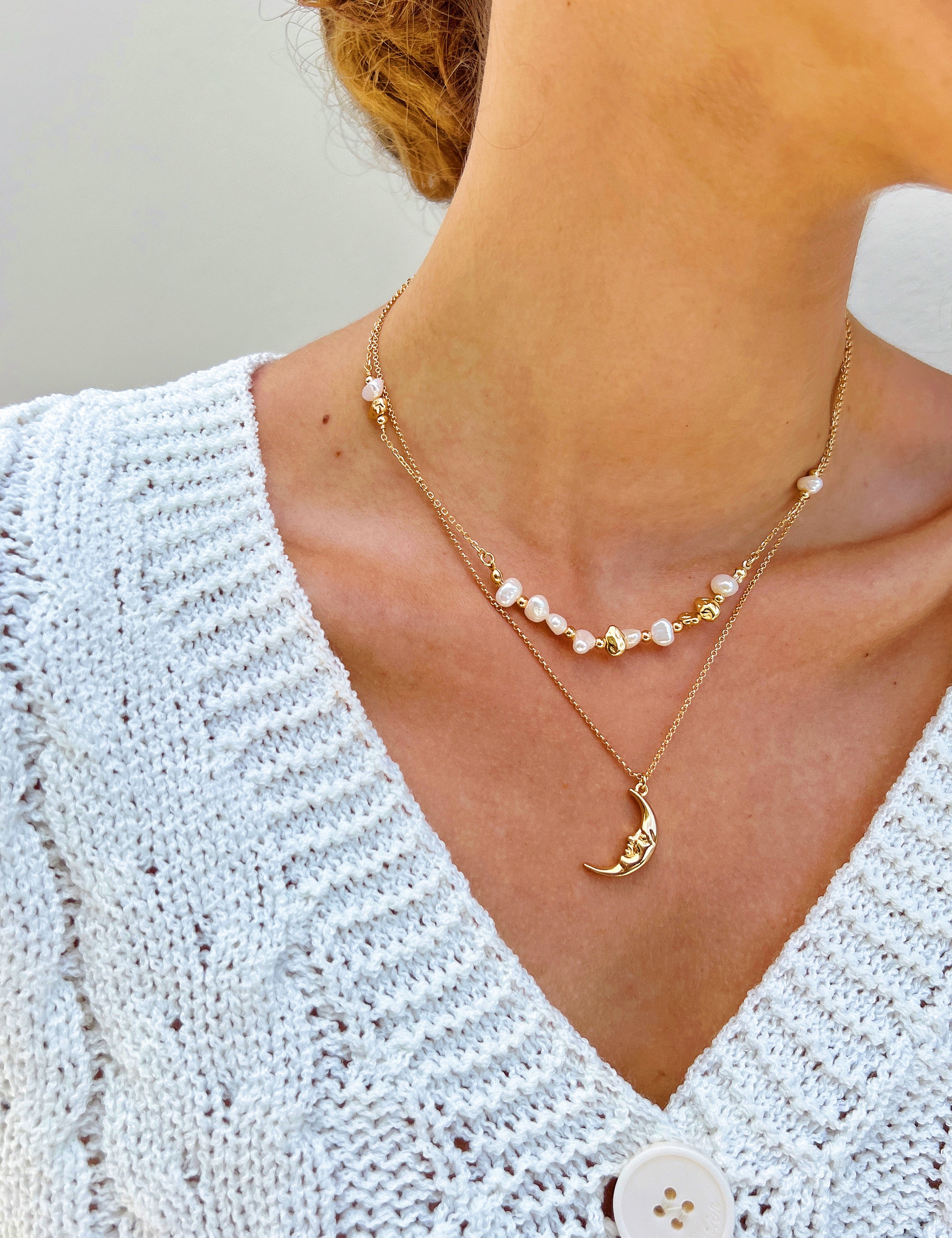 Pearl and Gold Bead Necklace